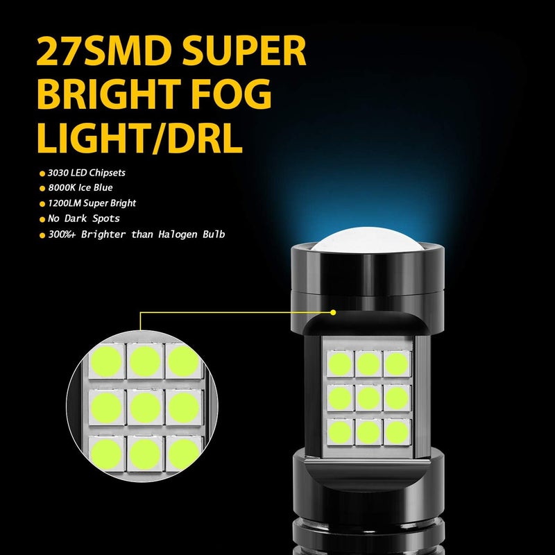 AUXLIGHT مصابيح ضباب LED H11 DRL، 2400 لومن ساطعة للغاية بديل لمصابيح H8 H11LL H8LL H16 (نموذج ياباني) للسيارات والشاحنات، أزرق جليدي - Image 5